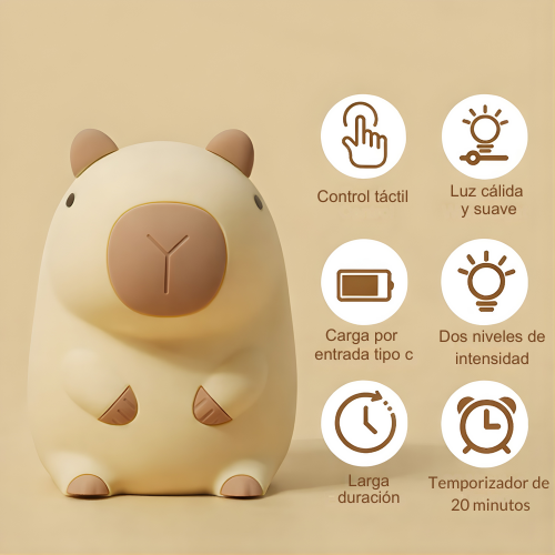 Lámpara Capybara Relajante – Luz Cálida Antiestrés